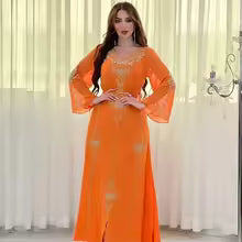 Women Arab Diamond Lace-up Abaya