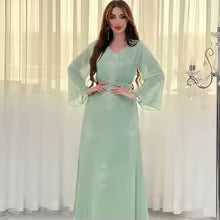Women Arab Diamond Lace-up Abaya