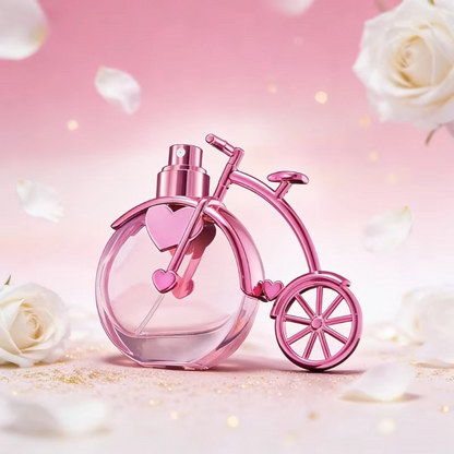 25ml Pink Bicycle-shaped Perfume for Women Floral Aroma with Citrus Lychee Rose Vanilla Musk Long-wearing Fragrance for Daily