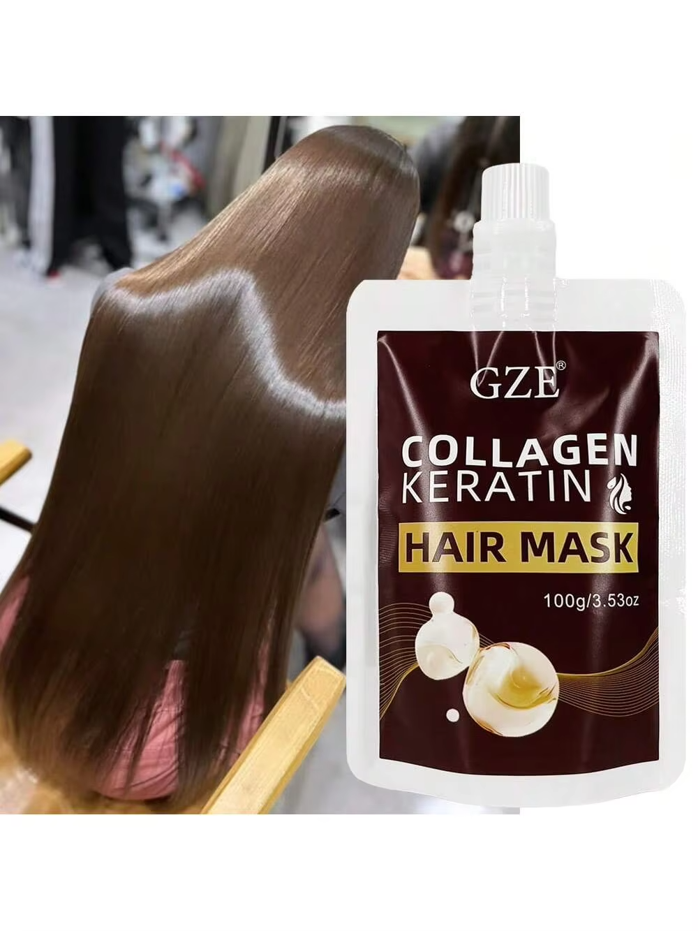 GZE Collagen Keratin Hair Mask Hydrating For Silky Hair Ideal for All Styles Deeply Conditions Dry and Damaged Hair Travel Size