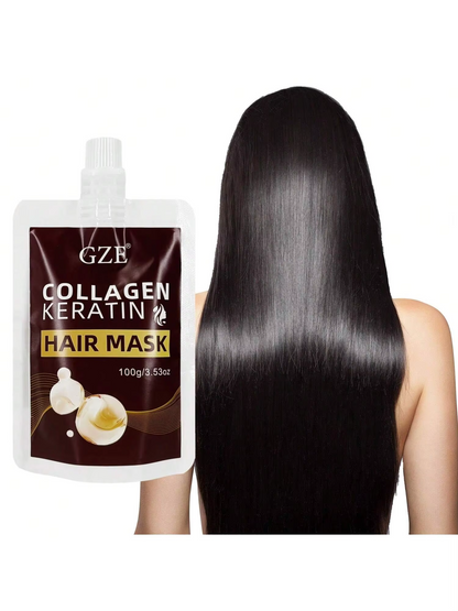 GZE Collagen Keratin Hair Mask Hydrating For Silky Hair Ideal for All Styles Deeply Conditions Dry and Damaged Hair Travel Size