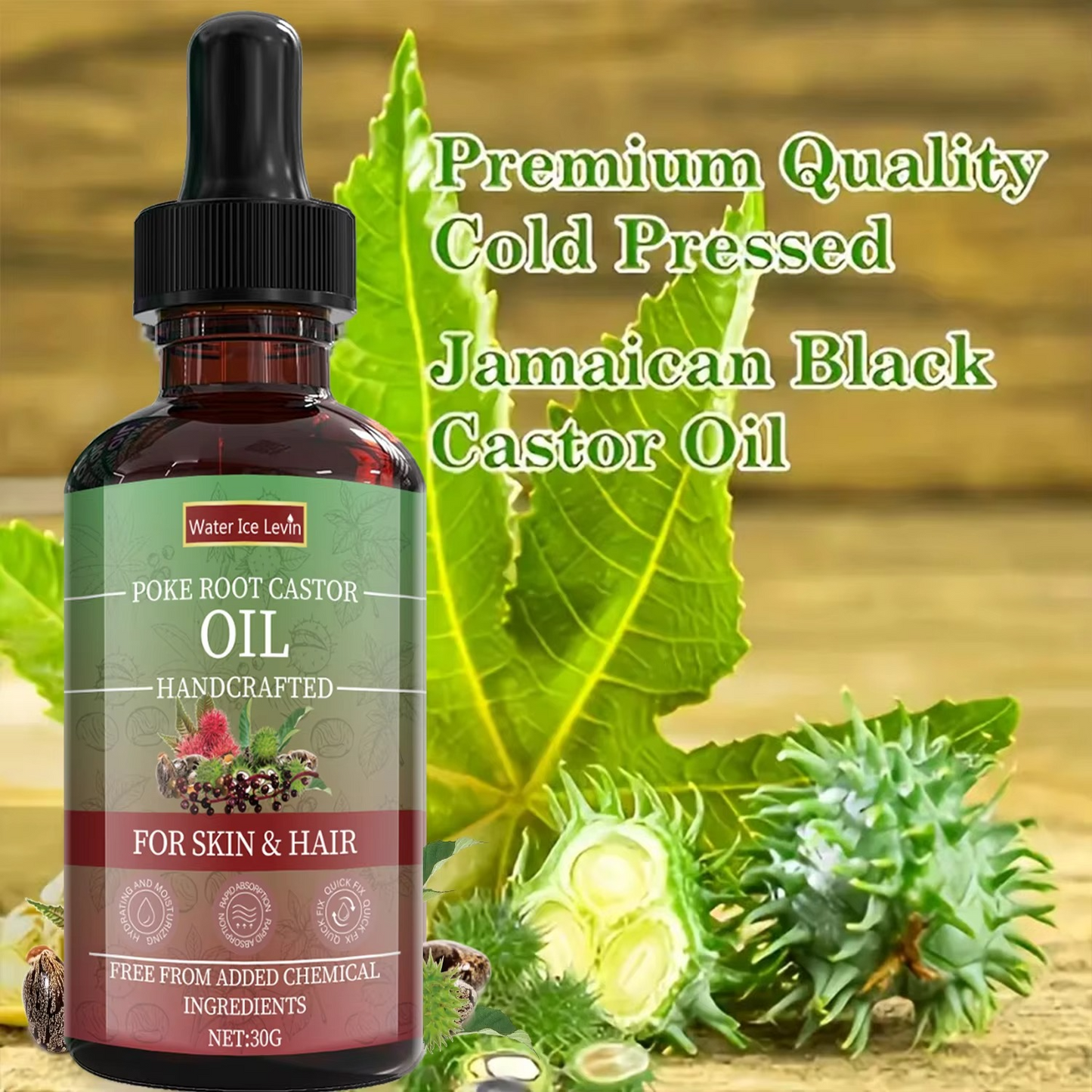 Poke Root Castor Oil for Skin & Hair - Natural Handcrafted Blend, Deep Moisture, Winter Nourishment, Chemical-Free Formula