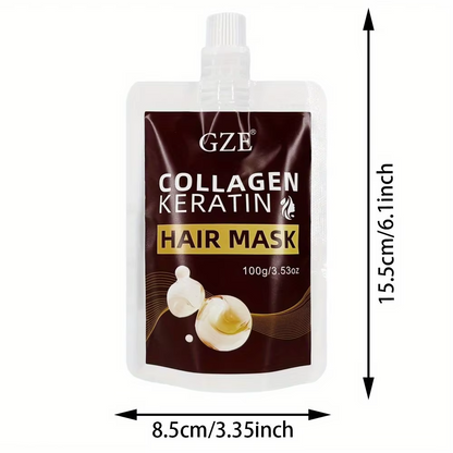 GZE Collagen Keratin Hair Mask Hydrating For Silky Hair Ideal for All Styles Deeply Conditions Dry and Damaged Hair Travel Size