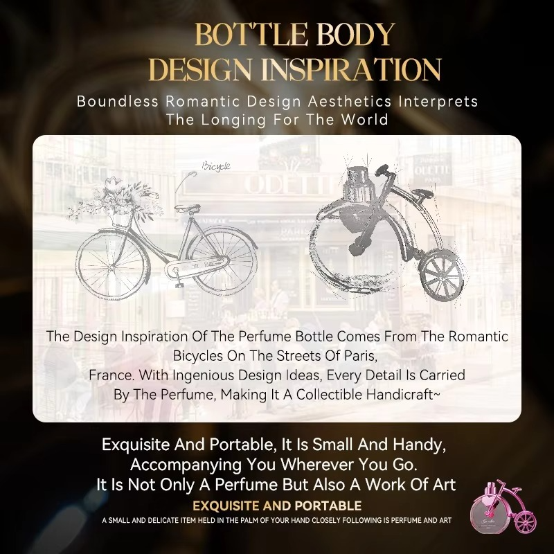 25ml Pink Bicycle-shaped Perfume for Women Floral Aroma with Citrus Lychee Rose Vanilla Musk Long-wearing Fragrance for Daily