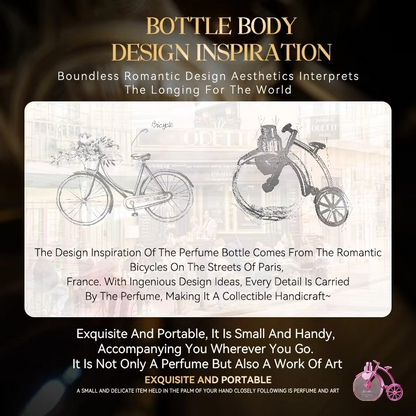 25ml Pink Bicycle-shaped Perfume for Women Floral Aroma with Citrus Lychee Rose Vanilla Musk Long-wearing Fragrance for Daily