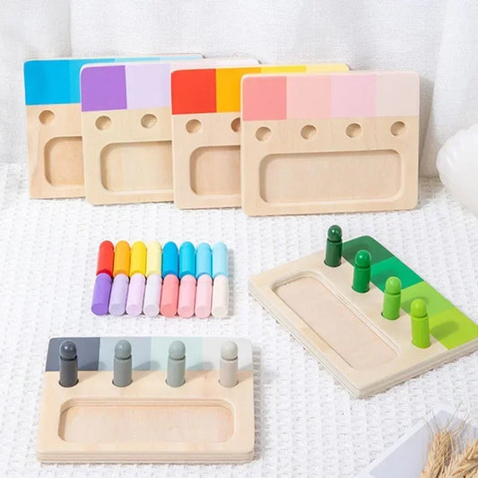 Wooden Montessori Toy Color Sense System Training Wood Insert Board 24 Color Children's Color Cognitive Matching Educational Toy