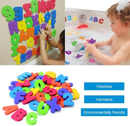 36pcs Baby Bath Toys Removable Foam Letters Numbers Shower Toys Toddler Alphabet Letters Toys Gift for Kids Educational Bathroom