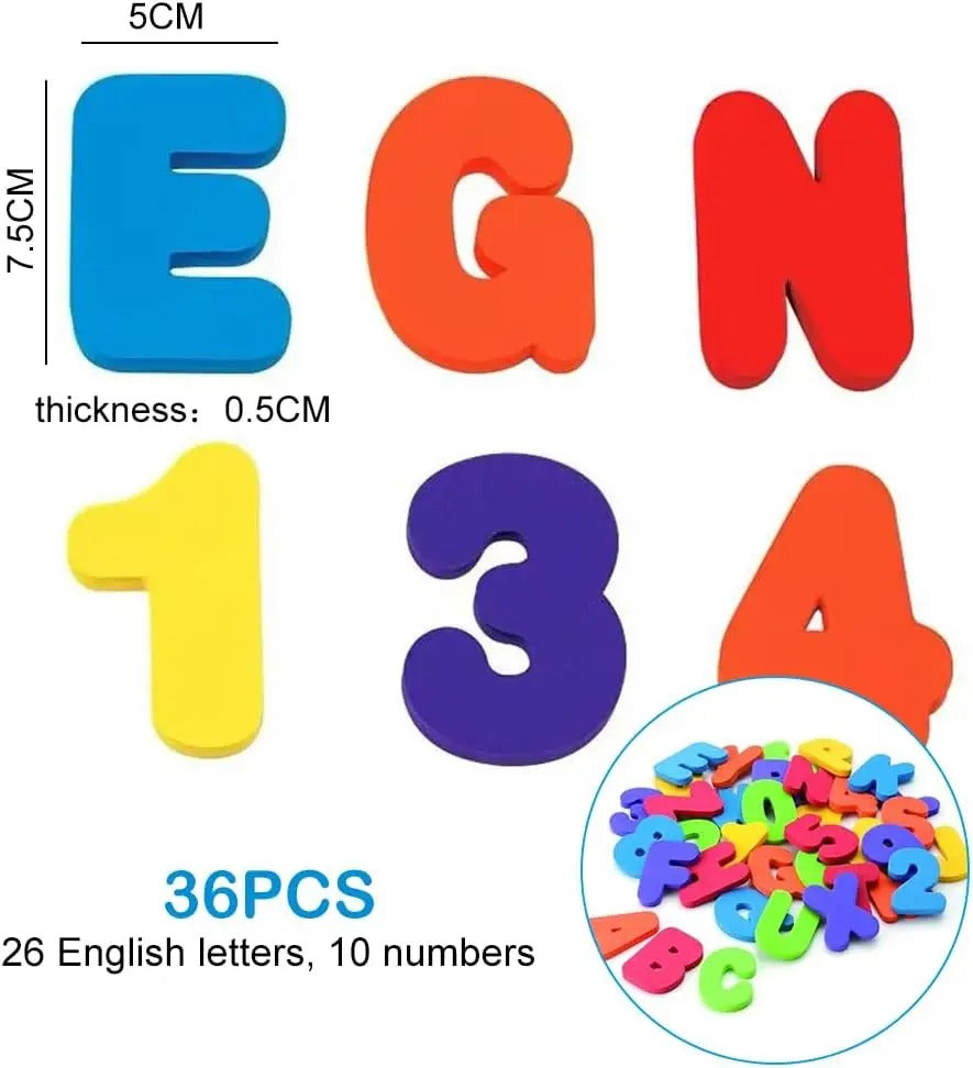 36pcs Baby Bath Toys Removable Foam Letters Numbers Shower Toys Toddler Alphabet Letters Toys Gift for Kids Educational Bathroom