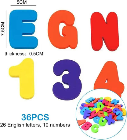 36pcs Baby Bath Toys Removable Foam Letters Numbers Shower Toys Toddler Alphabet Letters Toys Gift for Kids Educational Bathroom