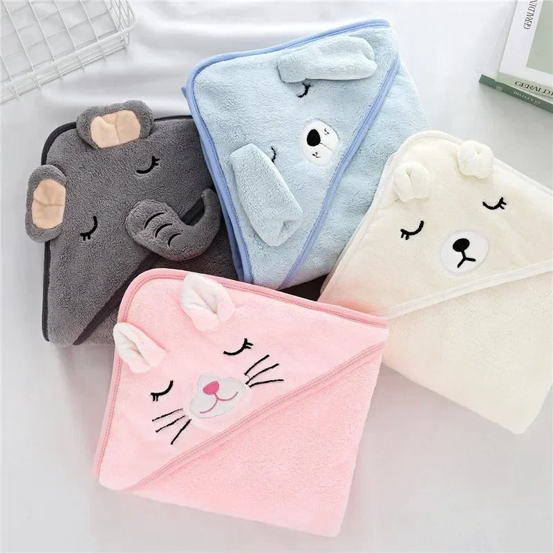 Cartoon Animal Baby Hooded Bath Towels Toddler Bathrobe Warm Sleeping Swaddle Wrap for Boys Girls Newborn Soft Towel Blanket